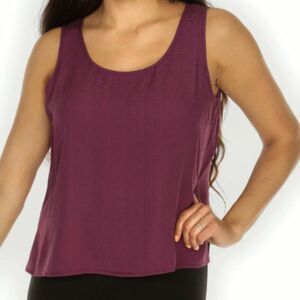 Citron Santa Monica 100% Silk Tank Top Like New Side Slits Wine